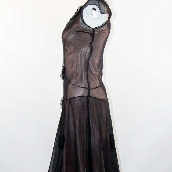 Women Illusion Sheer Dress Black Nude Cocktail Party S/M - Picture 6 of 9